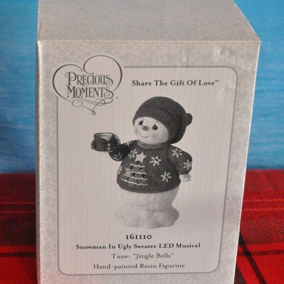 Snowman In Ugly Sweater LED Musical "Jingle Bells" Precious Moments - Picture 6 of 7
